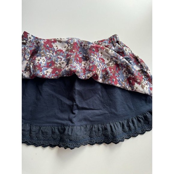 ABERCROMBIE & FITCH Maroon Navy Floral 100% Silk Lace Eyelet Mini Skirt, Size S - Picture 9 of 14